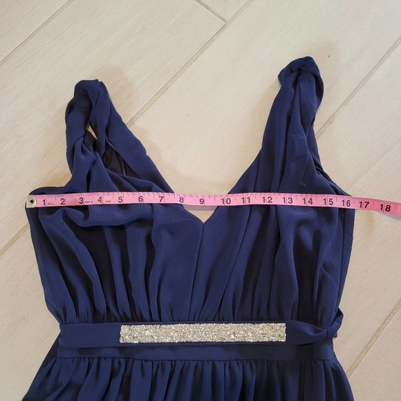 Express Navy Blue Twist Strap Flowy Maxi Dress - Picture 8 of 12